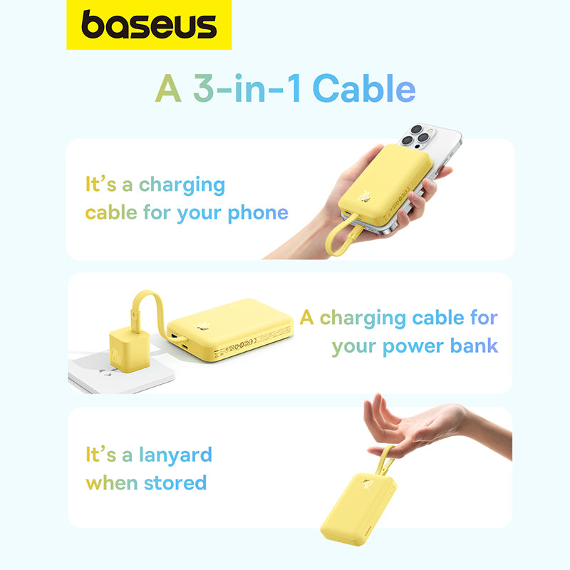 Baseus Magnetic Mini Wireless Fast Charge Power Bank iP Edition 10000mAh 20W – Jaune – P10022109Y23-00