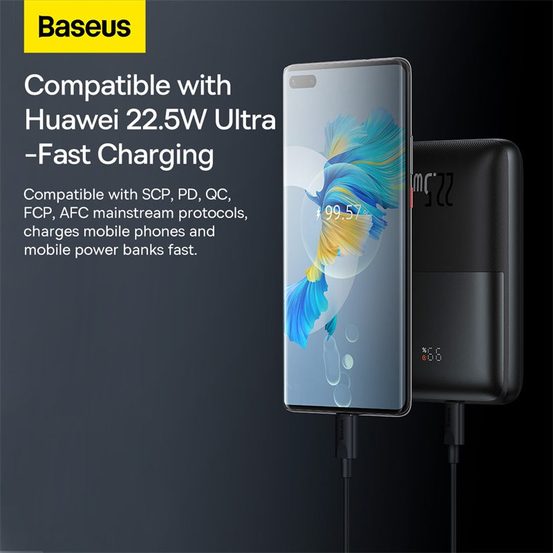 BEST OFFRE🔥 = Power bank Baseus  20000mAh USB Type-C 22.5W Noir  – PPBD040301  = 🎁 Baseus Cable USB to Type-C 66W 2m White fast charge -CATYS-A02  🎁