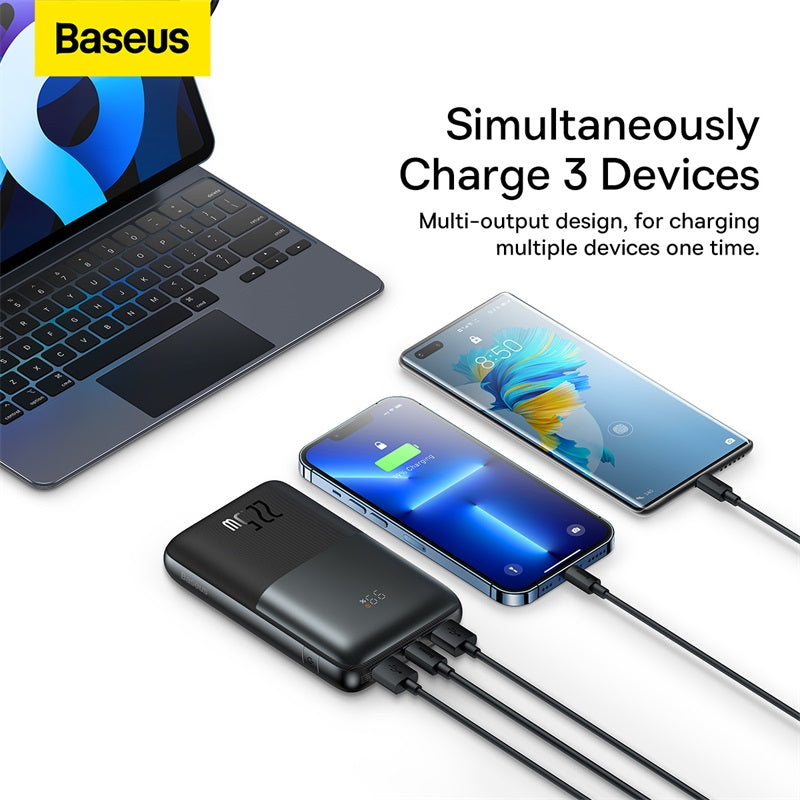 BEST OFFRE🔥 = Power bank Baseus  20000mAh USB Type-C 22.5W Noir  – PPBD040301  = 🎁 Baseus Cable USB to Type-C 66W 2m White fast charge -CATYS-A02  🎁