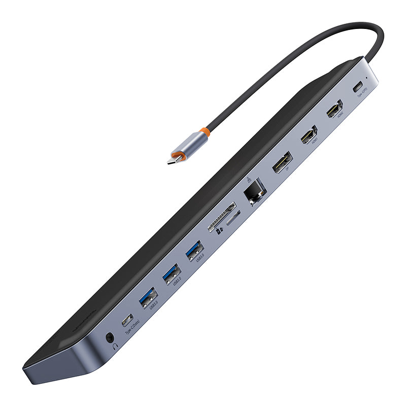 Baseus Adaptateur Type-C Conversion HDMI*2+USB3.0*3+PD*1+DP*1+SD/TF*1+RJ45*1+Type-C Data*1+3.5mm*1 Noir-WKSX030213