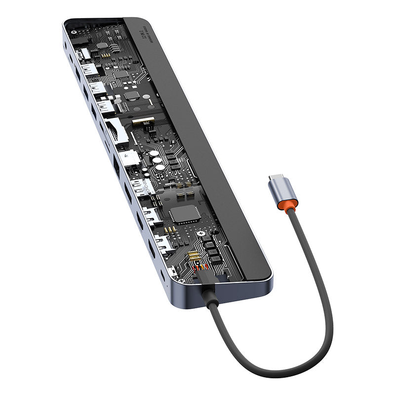 Baseus Adaptateur Type-C Conversion HDMI*2+USB3.0*3+PD*1+DP*1+SD/TF*1+RJ45*1+Type-C Data*1+3.5mm*1 Noir-WKSX030213