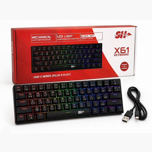 sh x61 Clavier Mécanique Filaire 61 Touches RGB – Switch Bleu