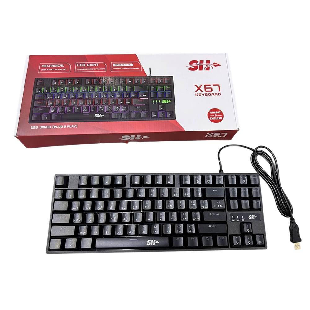 SH X67 Clavier Mécanique Gamer   87 Touches USB Filaire