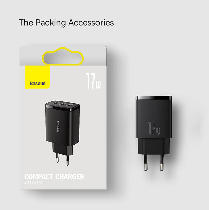 Baseus Chargeur 3x USB 17W Noir-CCXJ020101