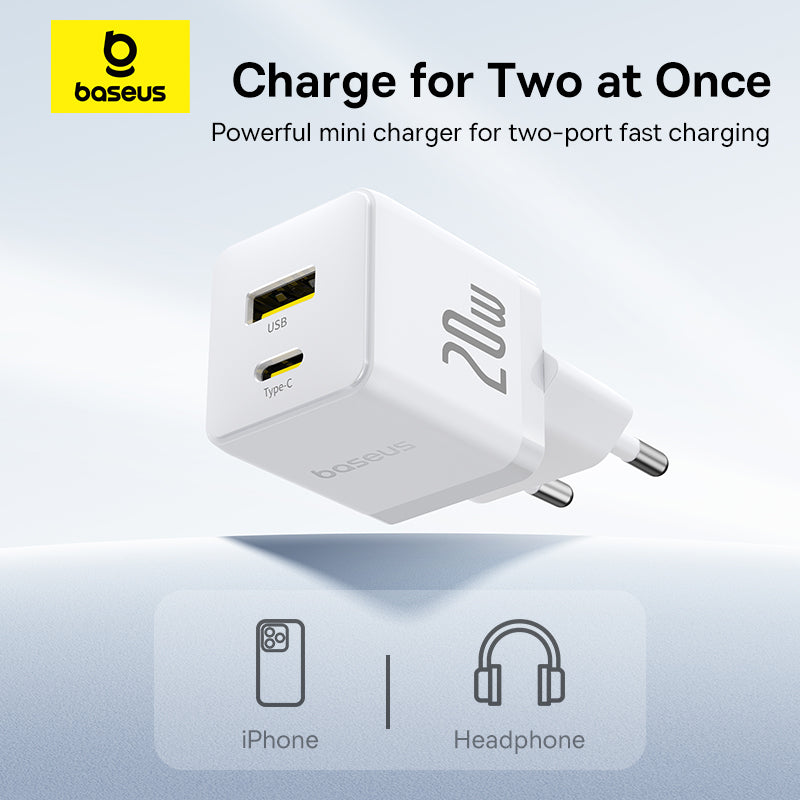 Baseus Palm Chargeur Rapide 2 Ports C+U 20W + Cable C 60W – P10111608213-01