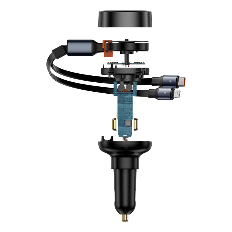 Baseus Enjoyment Pro Chargeur Voiture 55W avec Câbles iPhone Rétractables et Port USB‑C-C00057803111‑00