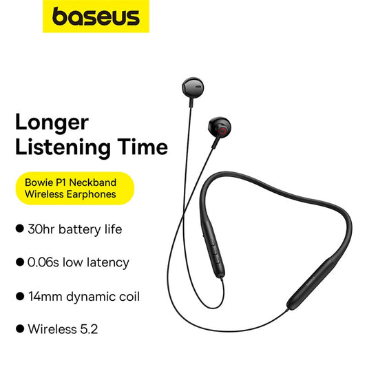 Baseus Bowie P1 Écouteurs Sans Fil Tour de Cou – Noir – A00025800113-Z1