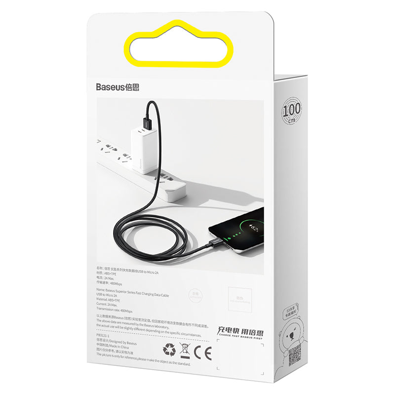 Baseus Câble USB vers Micro 2A 1M Noir (CAMYS-01)