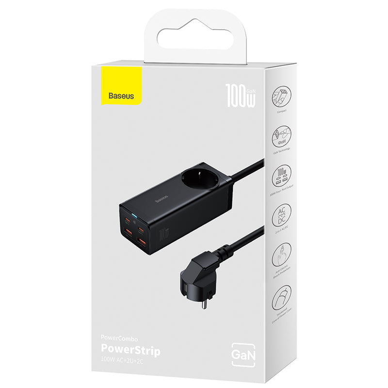 Baseus GaN3 Pro Multiprise de Bureau AC + 2USB + 2USB-C 100W – PSZM000401