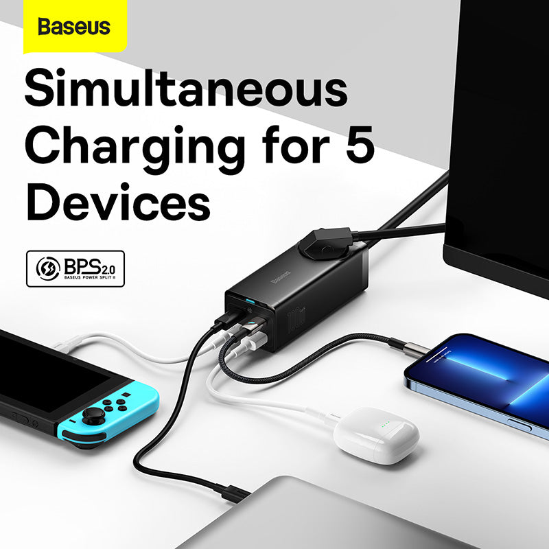 Baseus GaN3 Pro Multiprise de Bureau AC + 2USB + 2USB-C 100W – PSZM000401