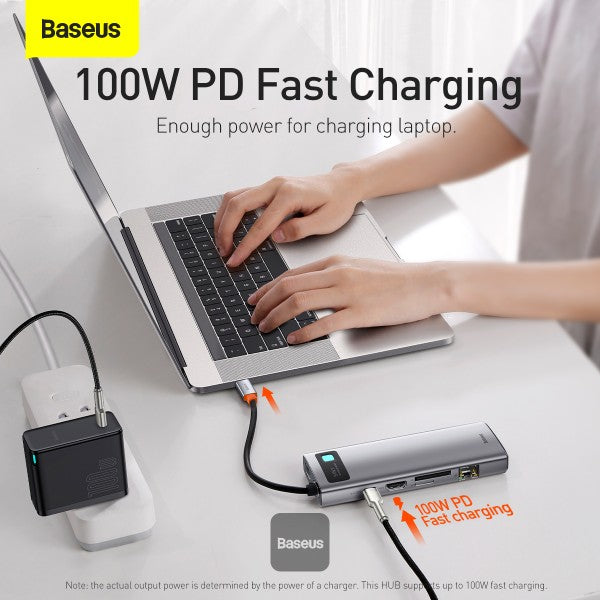 Baseus Adapteur 9 en 1 USB C Hub avec HDMI 4K Power Delivery pour MacBook Pro, Surface Pro, iPad Pro et Autres appareils de type C – CAHUB-CU0G