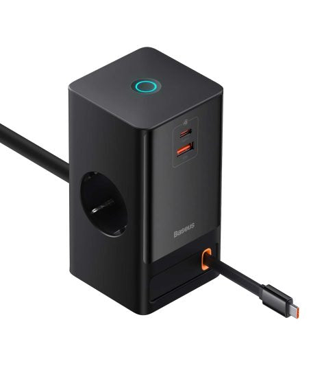Chargeur Baseus  2AC+1U+1C+Retractable-C 65W with 1.5m EU Black-pslr000301