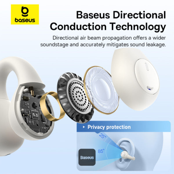 Écouteurs sans fil AirGo AS01 (A00069101223-00) pour le sport, Bluetooth 5.3, réduction du bruit, 2 micros ENC Baseus blanc