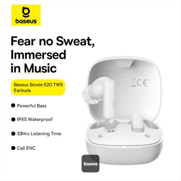 Baseus Bowie E20 – Écouteurs Sans Fil True Wireless (Blanc Stellar - A00069700223-00)
