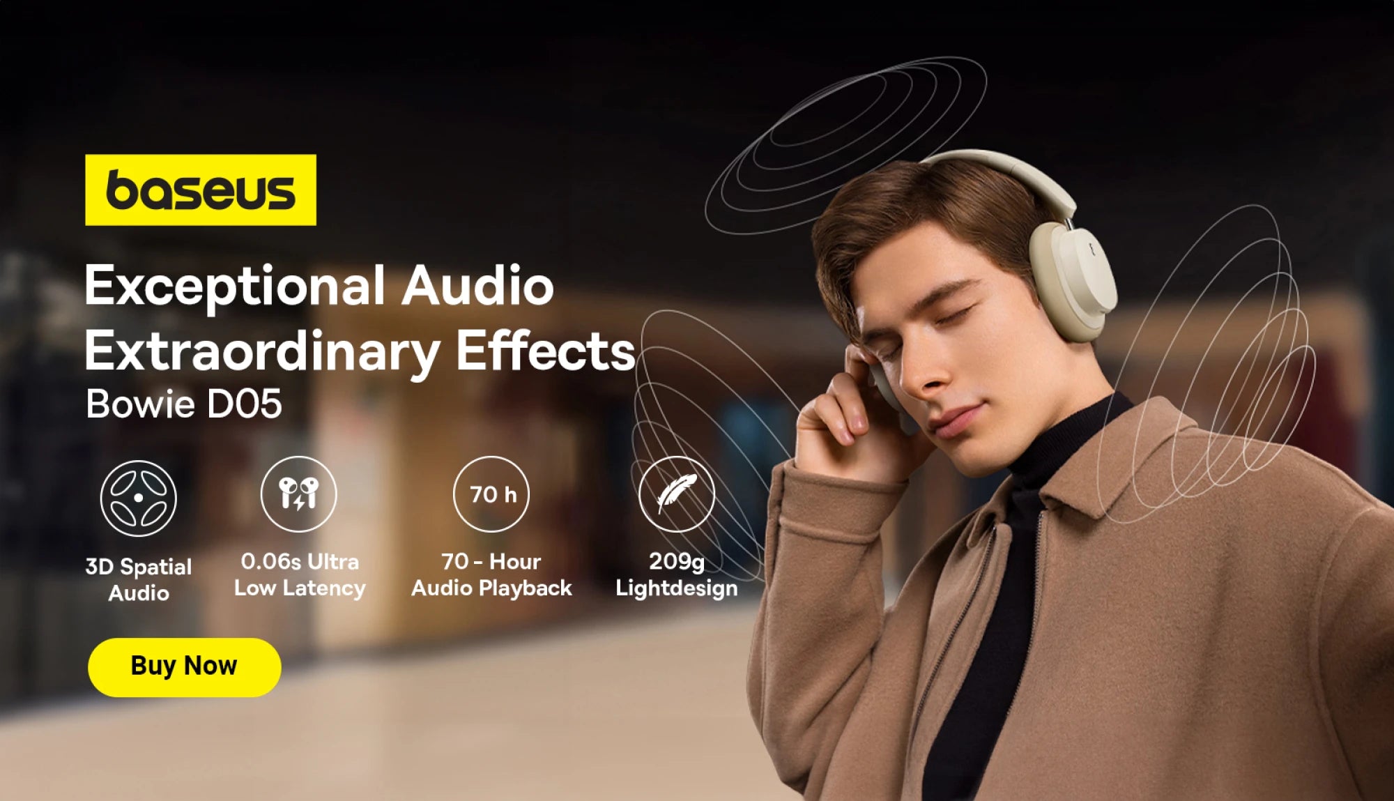 Charger la vidéo : Le casque sans fil Baseus D02 Pro (NGTD010302) combine qualité sonore et confort avec un design élégant et une connexion Bluetooth stable. Idéal pour une écoute immersive sans fil