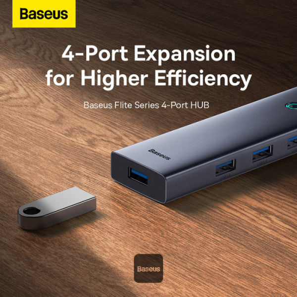Baseus Adaptateur Hub USB 4 en 1 / USB-C vers USB 3.0 Gris (B0005280A813-03)