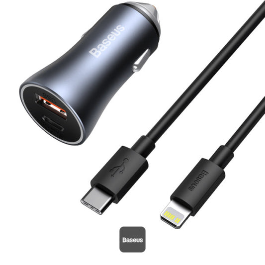 Baseus Golden Contactor Pro Double chargeur rapide chargeur de voiture USB-A + Type-C 40 W - TZCCJD-B0G
