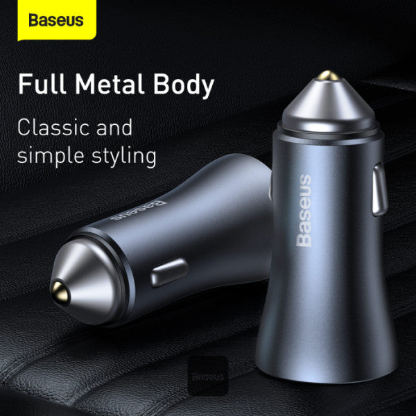 Baseus Golden Contactor Pro Double chargeur rapide chargeur de voiture USB-A + Type-C 40 W - TZCCJD-B0G