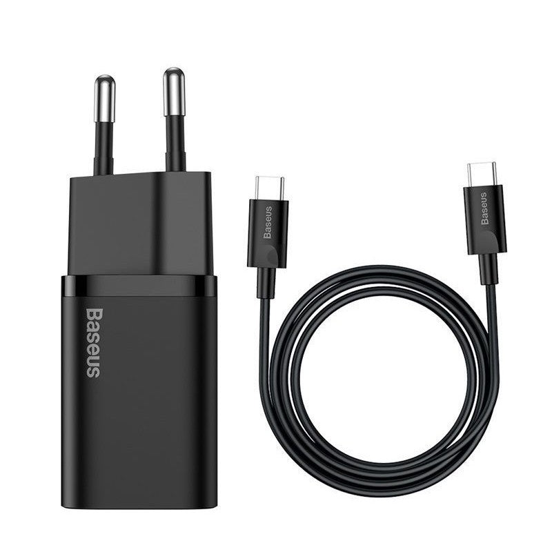 Baseus Ensemble de charge AC 1C / câble Type-C vers Type-C 3A 1m, 25W, noir -TZCCSUP-L01