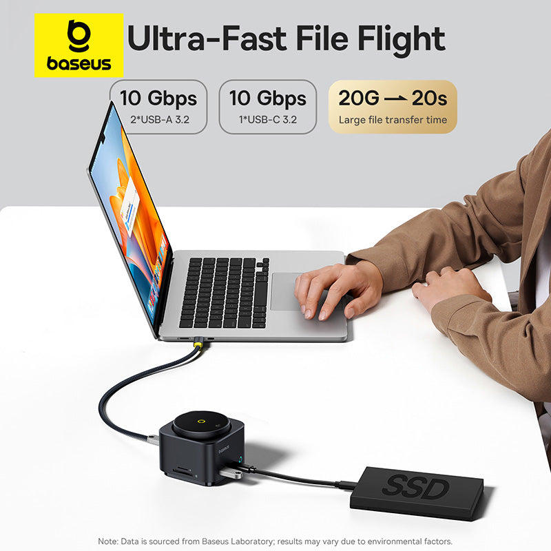 Baseus MagPro Series II 7-in-1 USB-C Hub with 15W Qi2 Wireless Charger, 4K@60Hz HDMI, 100W PD, 10Gbps Ports, SD Card Reader - b00072900121-00