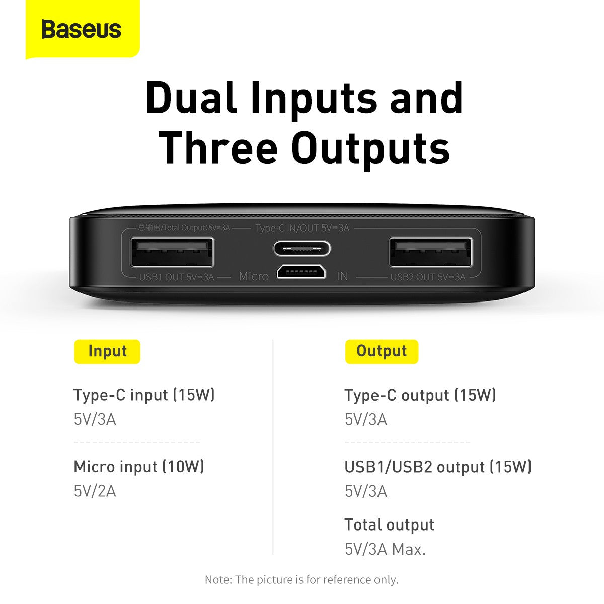 Baseus Bipow powerbank with display 10000mAh 15W black + USB-A - Micro USB 0.25m cable black (PPBD050001)