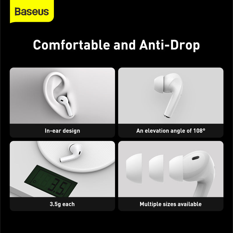 BASEUS Écouteurs sans fil W3 White Réduction de bruit pour écouteurs - NGW3-02