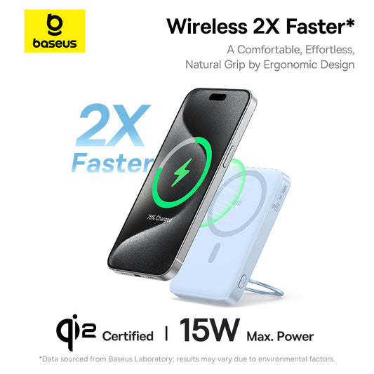 Baseus PicoGo Power Bank Magnétique Qi2 5000mAh 20W avec Support Rotatif – Bleu – P10076800313-00