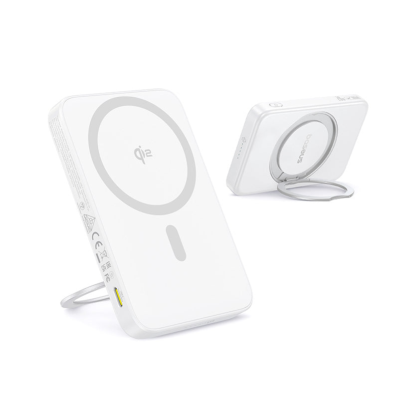 Baseus PicoGo Power Bank Magnétique Qi2 5000mAh 20W avec Support Rotatif – Blanc – P10076800213-01