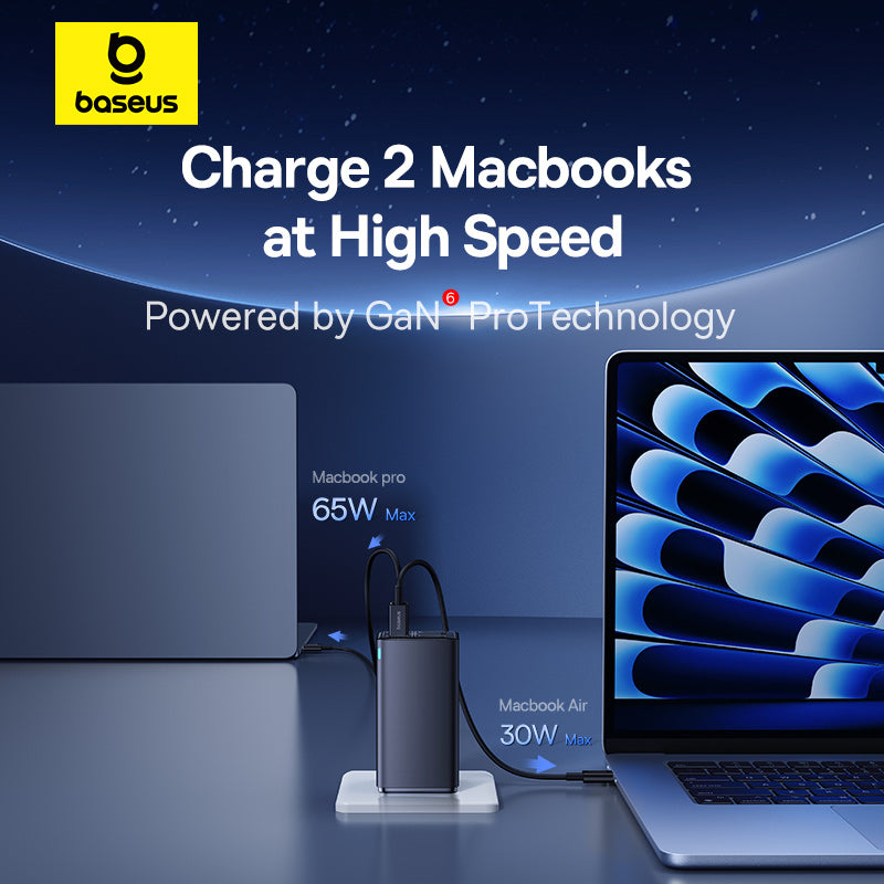 Baseus Chargeur Mural 100W – 2x USB + 2x USB-C avec Câble Type-C 100W (1m) – Noir (P10162705112-00)