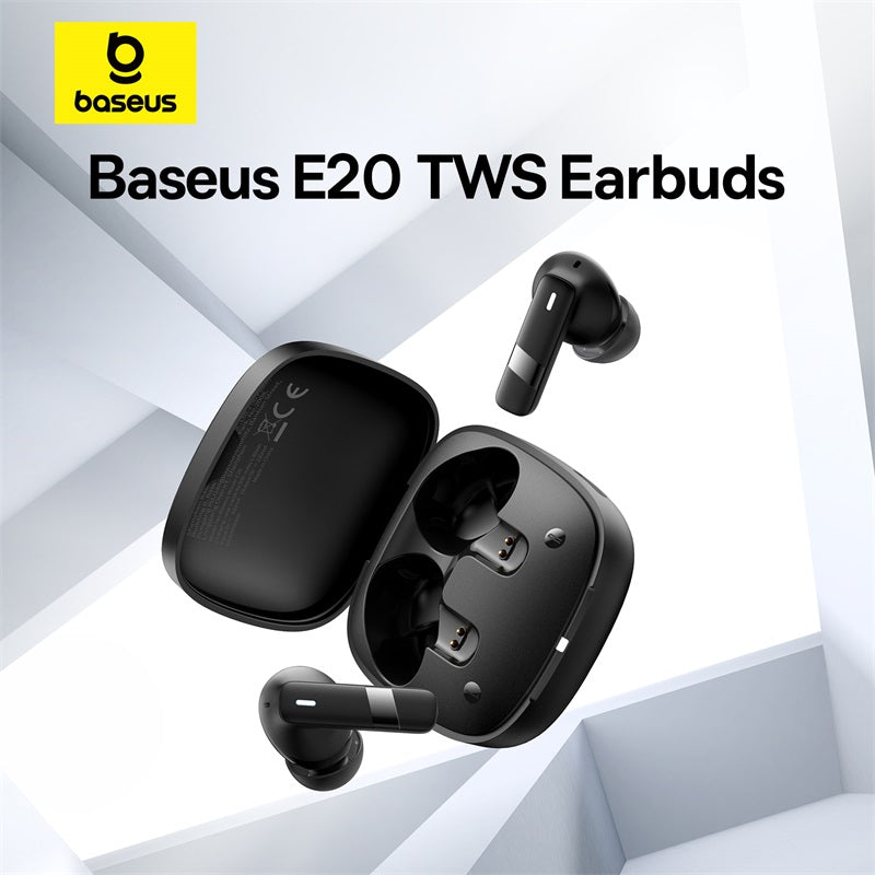 Baseus TWS E20 – Véritables Écouteurs Sans Fil avec 33 Heures d’Autonomie (Cluster Noir - A00069700113-00)