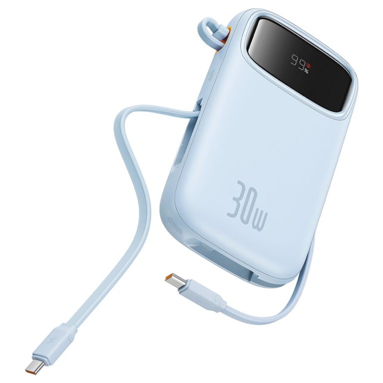 Baseus Power Bank 10000mAh 30W avec 2 Câbles USB-C Intégrés – P10055008313-00