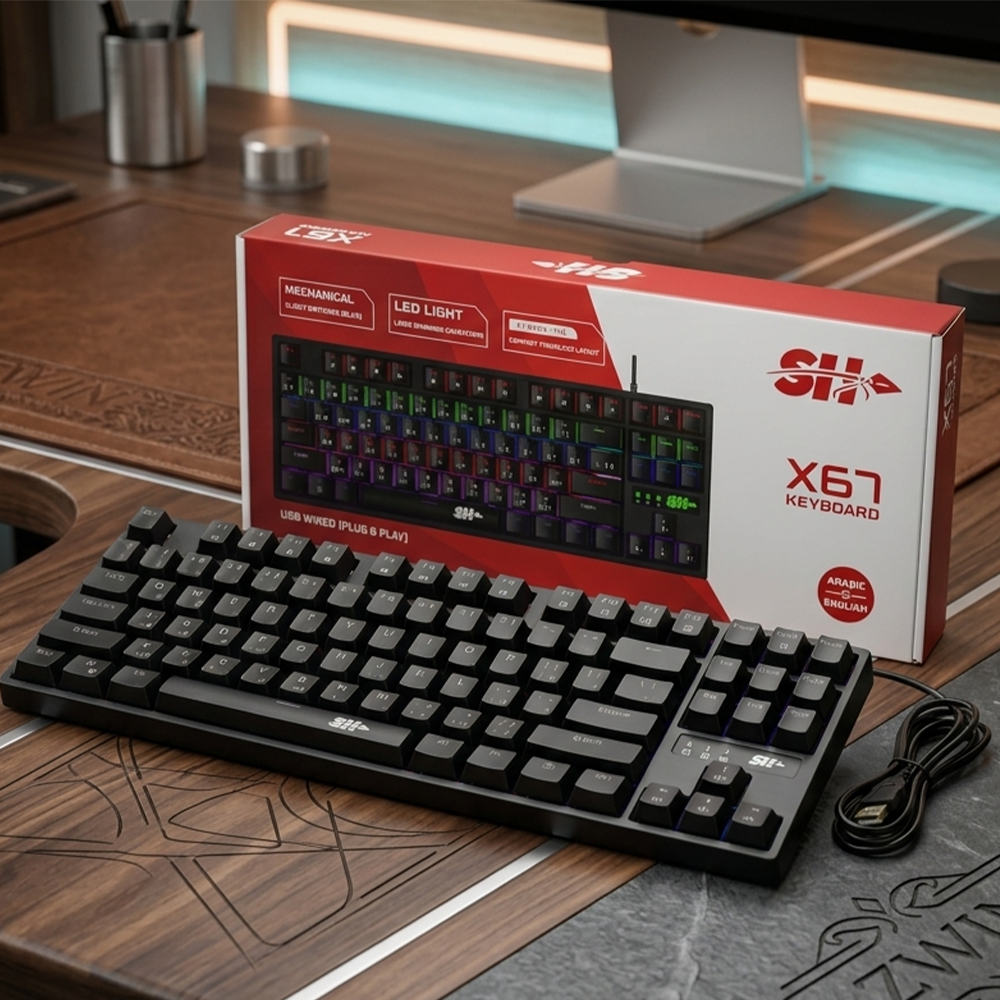 SH X67 Clavier Mécanique Gamer   87 Touches USB Filaire