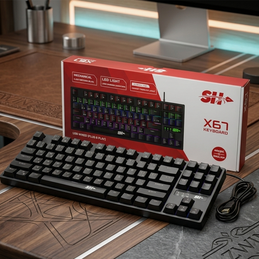 SH X67 Clavier Mécanique Gamer   87 Touches USB Filaire