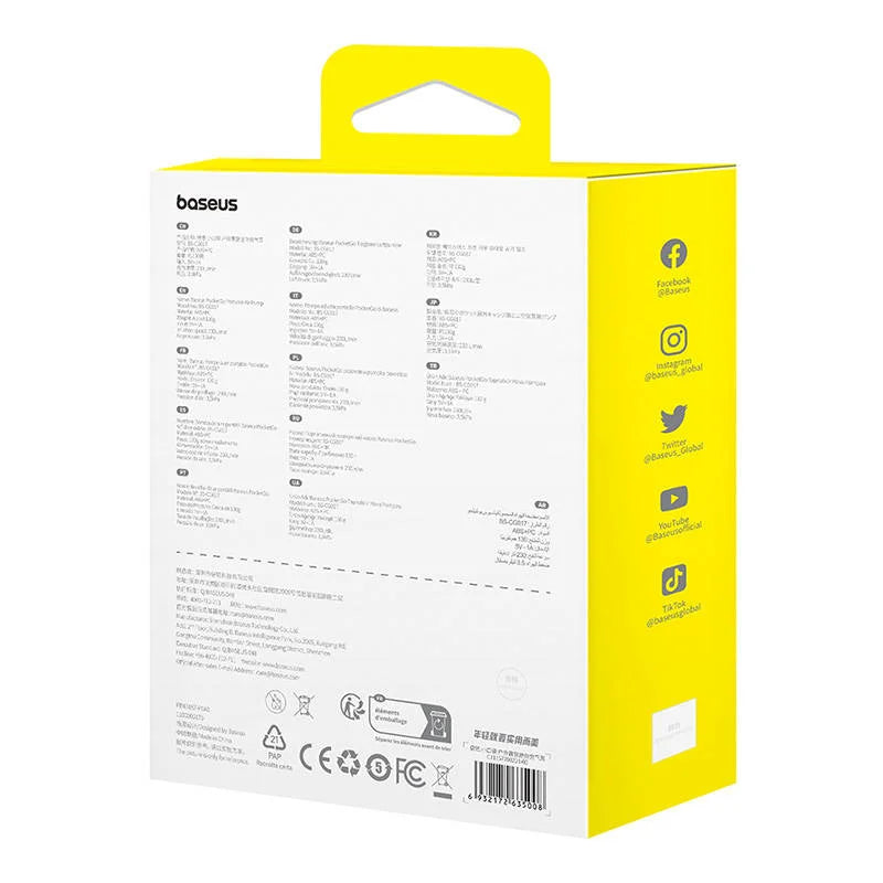 Pompe à air portable Baseus PocketGo – Blanche C11157700221-00