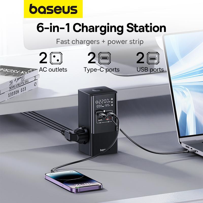 Baseus Chargeur mural / multiprise PowerCombo 100W – Noir (E00023609113-00)