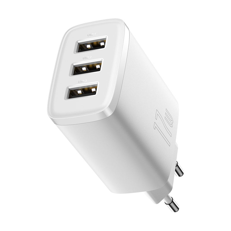 Charger Baseus  3U 17W EU  blanc-ccxj020102