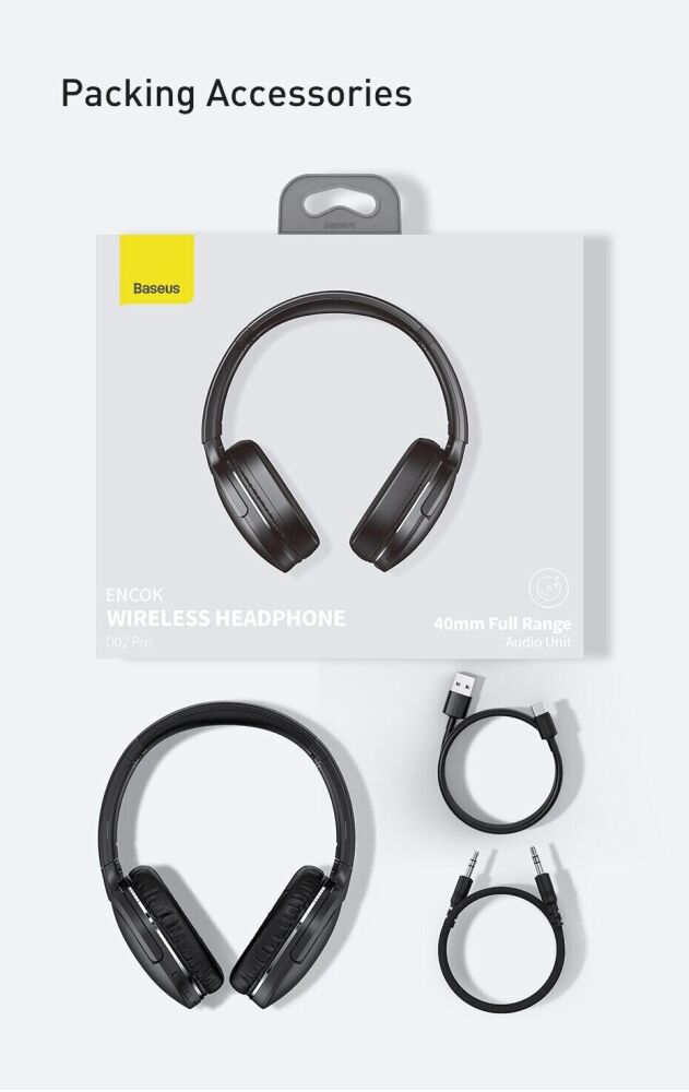 Baseus Casque sans fil D02 Pro Noir (NGTD010301)