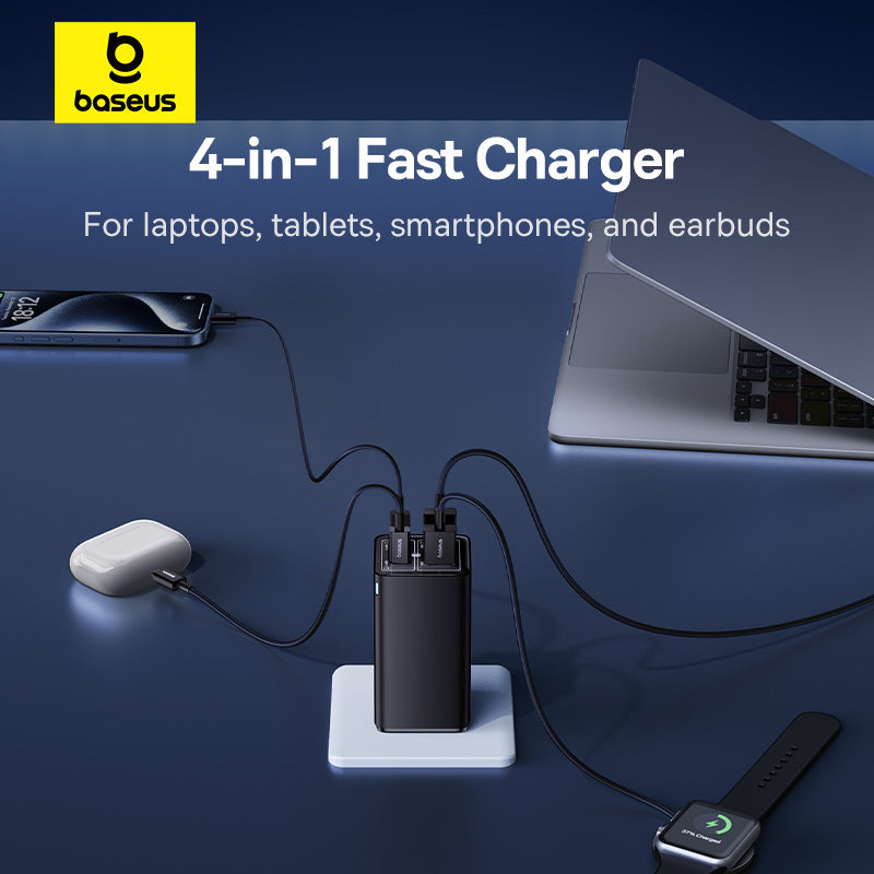Baseus Chargeur Mural 100W – 2x USB + 2x USB-C avec Câble Type-C 100W (1m) – Noir (P10162705112-00)