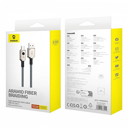 Baseus Câble Fibre Braiding Type-C vers Type-C 100W Titanium (P10355800221-00)