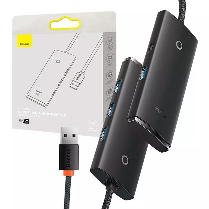 Baseus Adapteur USB HUB hub /4-Port USB 25cm -Black – WKQX080001
