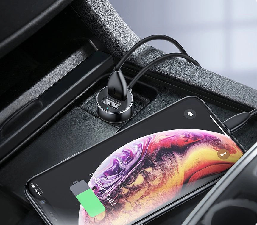 Baseus Car Charger Répartiteur 2x prise allume-cigare 80W 2x USB-A 3.1A – argent-CRDYQ-01