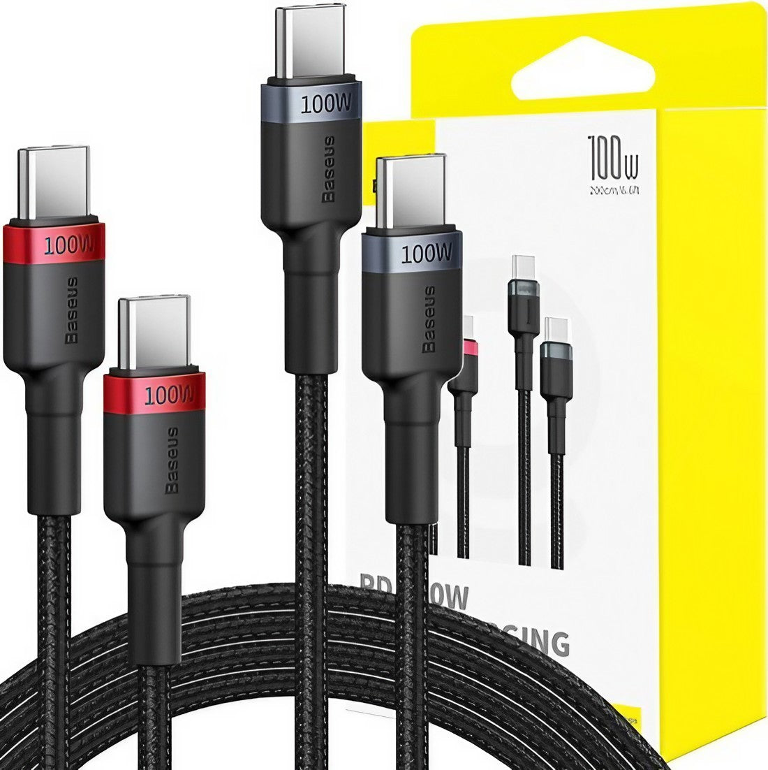 Baseus 2 Câble de charge USB-C vers USB-C 100W (1 m, lot de 2) – Noir + Gris – P10318306003-00