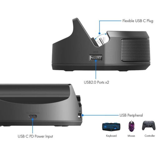 Station Haut-Parleur avec Charge pour Nintendo Switch & Switch Lite Équipé de 2 ports USB pour connecter facilement vos accessoires (manettes, clavier,souris ex.).