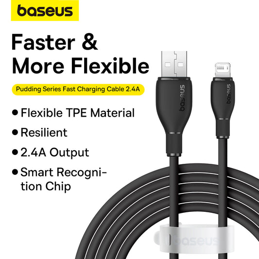 Baseus Pudding Series Câble de Charge 1.2m USB vers Lightning 2.4A –  ( P10355700111-B1 )