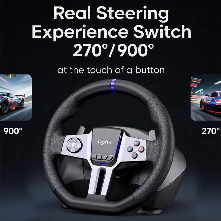 PXN V9 Gen2 – Volant de Course Gaming avec Pédales Magnétiques et Levier de Vitesse .
