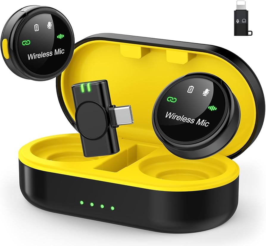 mini microphone magnétique avec écran LED, double microphone 2,4 GHz avec suppression du bruit, portée de transmission de 299,9 m pour appareils iOS et Android, durée de 30