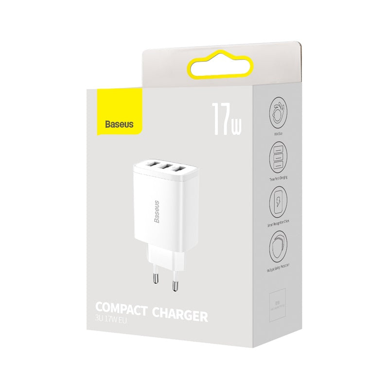 Charger Baseus  3U 17W EU  blanc-ccxj020102