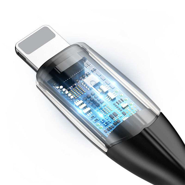 Baseus CALSP-B01 Câble USB Horizontal vers Lightning 1M (Noir) avec lampe indicatrice pour iPhone