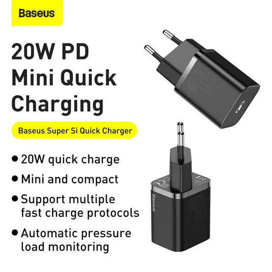 Baseus Chargeur 1C 20W  Noir (CCSUP-B01)