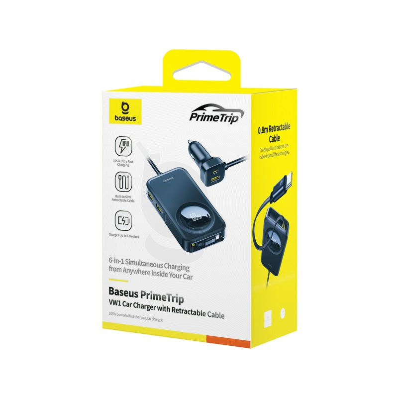 Baseus PrimeTrip VW1 Chargeur Voiture 60W avec Câble Rétractable – C00069000121-00